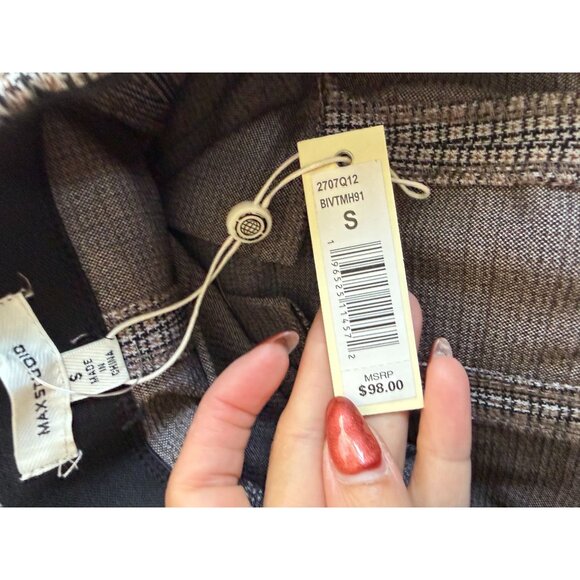 MAX STUDIO Brown Pleated Stretch Holiday Skirt Size Small NEW NWT - Picture 3 of 11